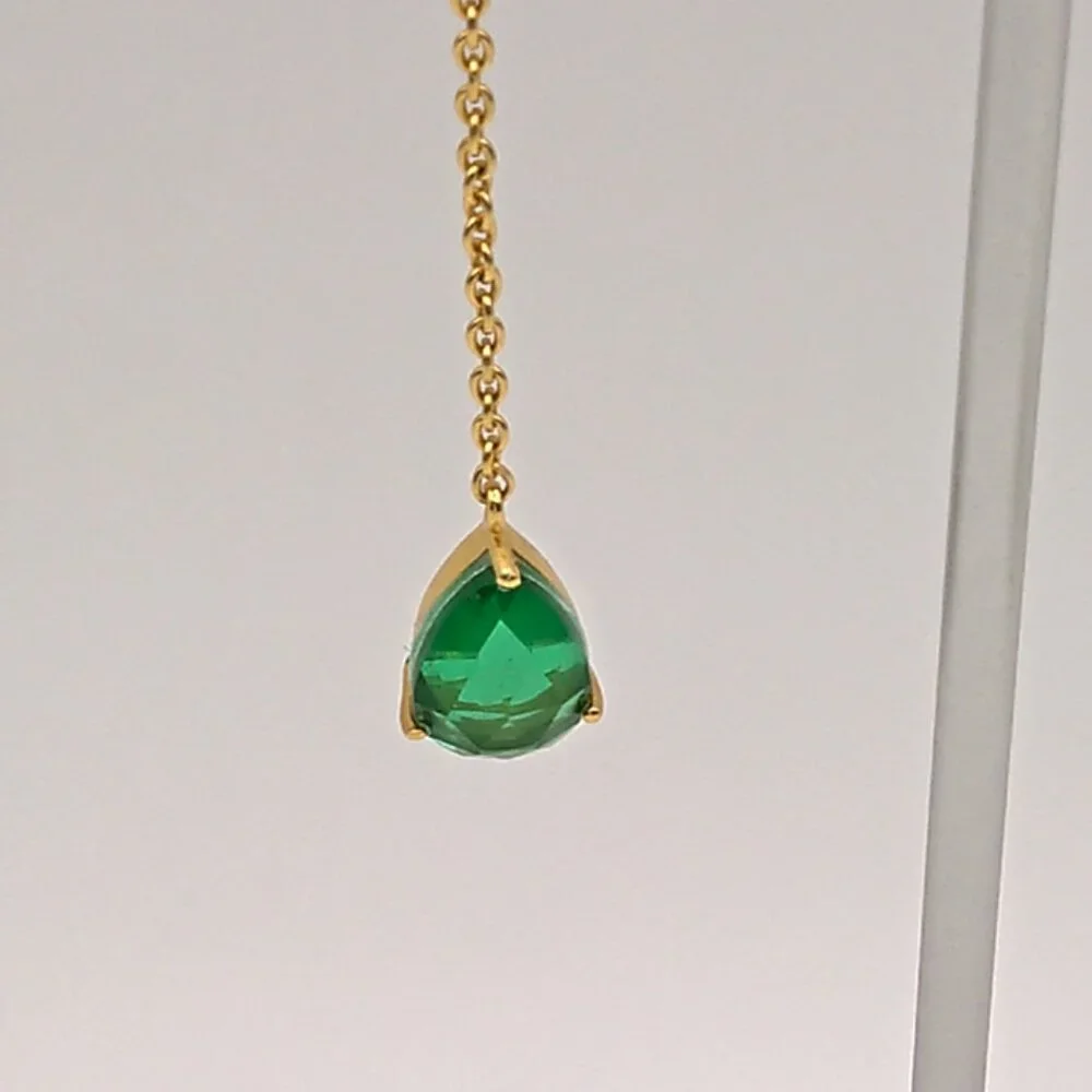 925 Sterling Silver Emerald Om Earrings – Delicate 18k Gold Plated Gift for Her - Picture 7 of 9